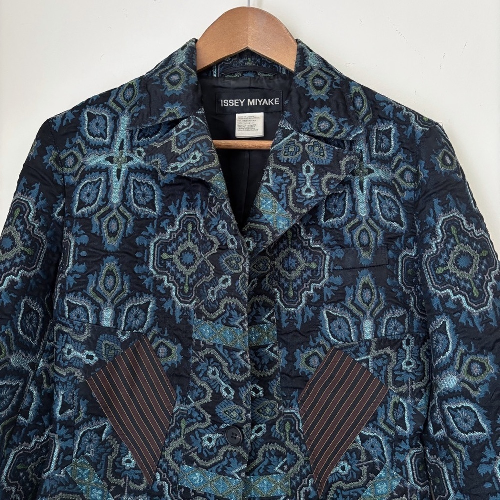 Issey Miyake Vintage Y2K Art To Wear Brocade Metallic Blazer Jacket Sz 2 - Picture 3 of 10